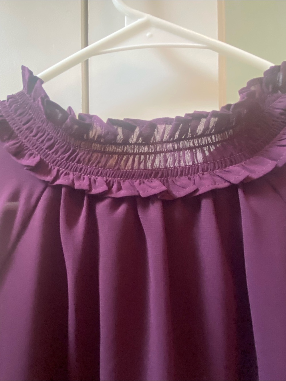 Calvin Klein Plum Long-Sleeve SheerRuffled Neck Blouse Size 1X - Picture 3 of 6